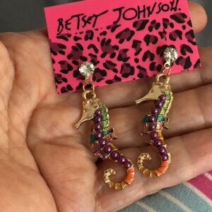 NWT. Betsey Johnson. Colorful Seahorses Stud Earrings.